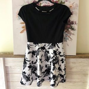 Black and White Floral Midi Dress